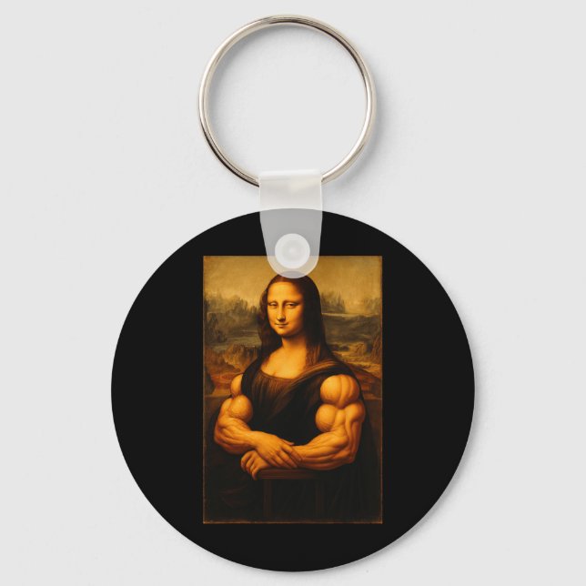 Muscle Mona Lisa Bodybuilder Weightlifting Gym And Key Ring (Front)