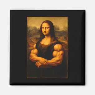 Muscle Mona Lisa Bodybuilder Weightlifting Gym And Magnet