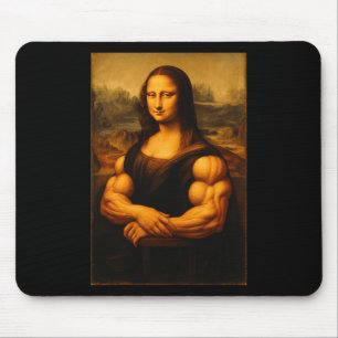 Muscle Mona Lisa Bodybuilder Weightlifting Gym And Mouse Pad