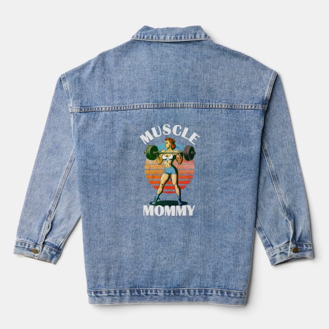Muscle Mummy - Female Weightlifter Denim Jacket (Back)