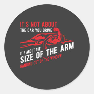 Muscle out of the car window classic round sticker