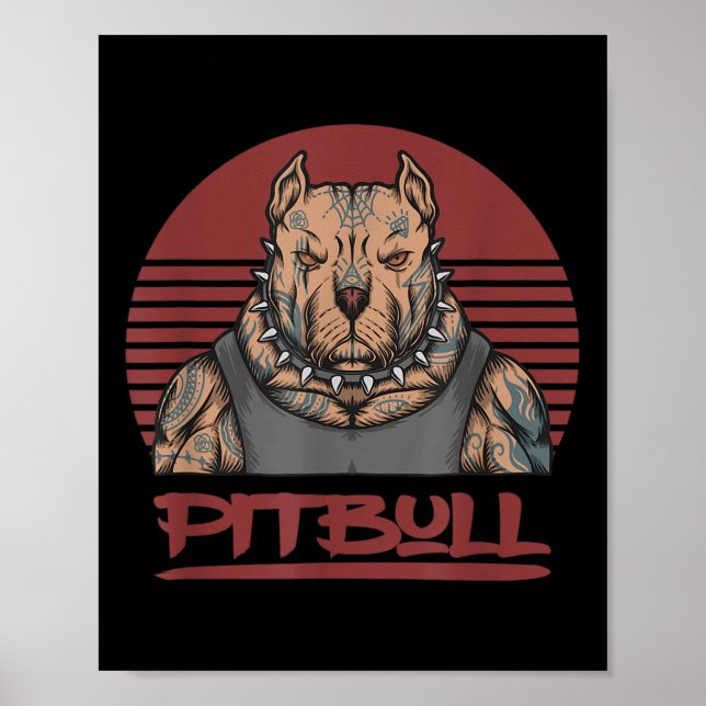 Muscle Pitbull Dog Aggressive Looking Pit Bull Wit Poster (Front)