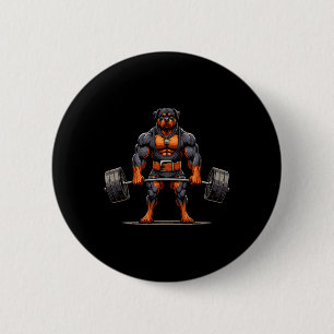Muscle Rottweiler Dog Deadlifting Gym Weightliftin 6 Cm Round Badge