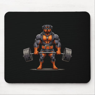 Muscle Rottweiler Dog Deadlifting Gym Weightliftin Mouse Pad