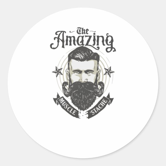 Muscle Stache Classic Round Sticker (Front)