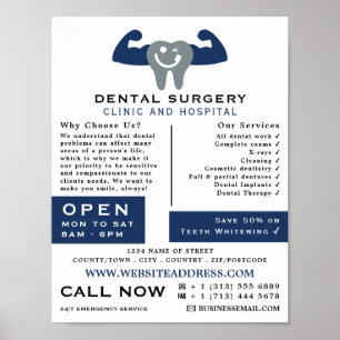 Muscle Tooth Logo, Dentistry, Dentist Advertising Poster