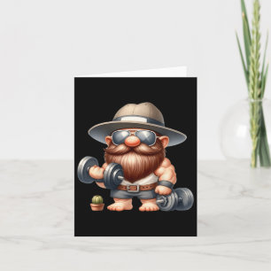 Muscleman Gnome With Dumbbells Funny Fitness Worki Card