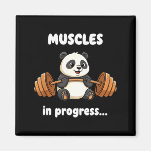 Muscles in progress funny panda fitness gym workou magnet
