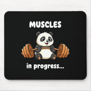 Muscles in progress funny panda fitness gym workou mouse pad