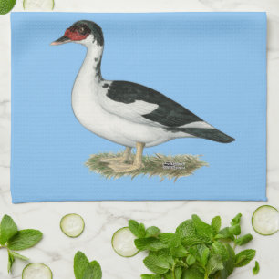 Muscovy Black Pied Duck Tea Towel