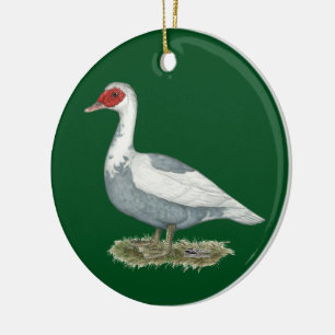 Muscovy Blue Pied Duck Ceramic Ornament