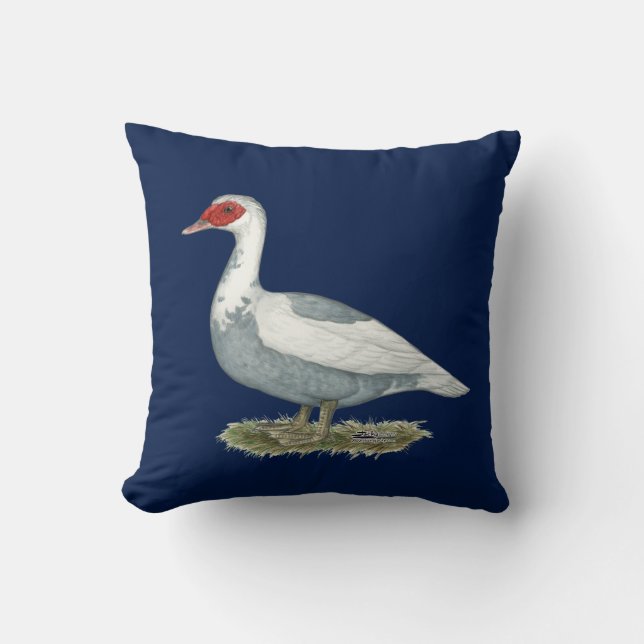 Muscovy Blue Pied Duck Cushion (Front)