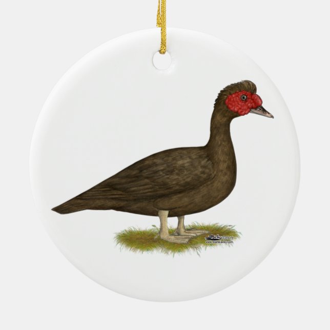 Muscovy Drake Chocolate Ceramic Ornament (Back)