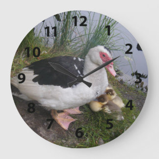 Muscovy Duck And Ducklings Wall Clock