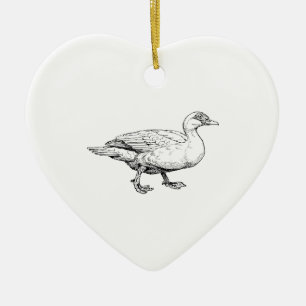 Muscovy Duck Bird Art Ceramic Tree Decoration
