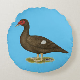 Muscovy Duck Chocolate Round Cushion