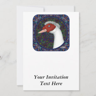 Muscovy Duck Head White Invitation