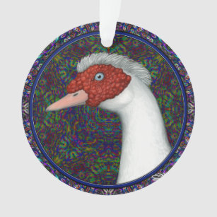 Muscovy Duck Head White Ornament