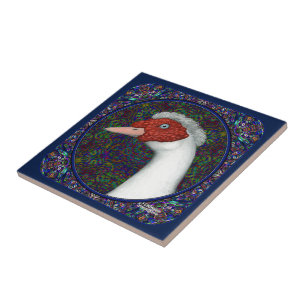 Muscovy Duck Head White Tile