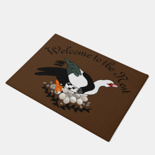 Muscovy Duck on a Nest of Eggs Doormat