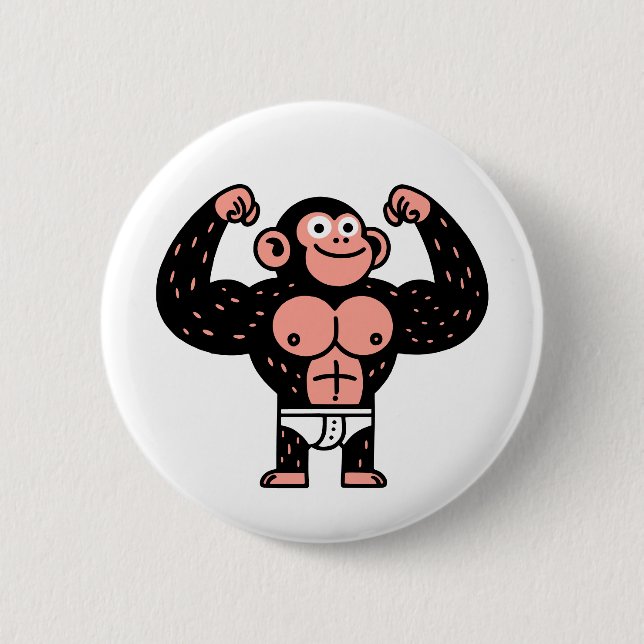 Muscular 6 Cm Round Badge (Front)