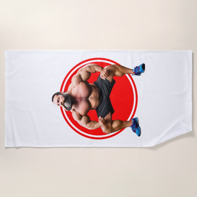 Muscular Bearded Beach Towel (Front)