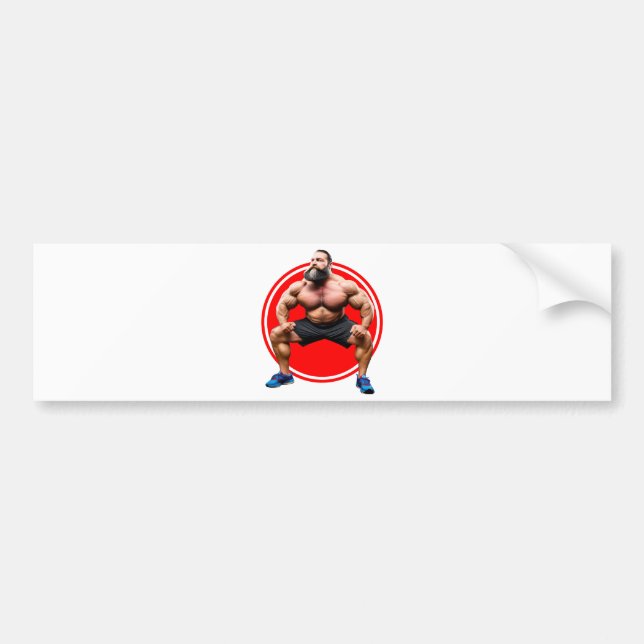 Muscular Bearded Bumper Sticker (Front)