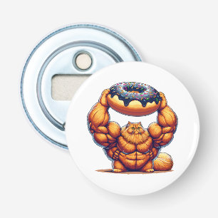 Muscular Cat Lifting Doughnut Bottle Opener