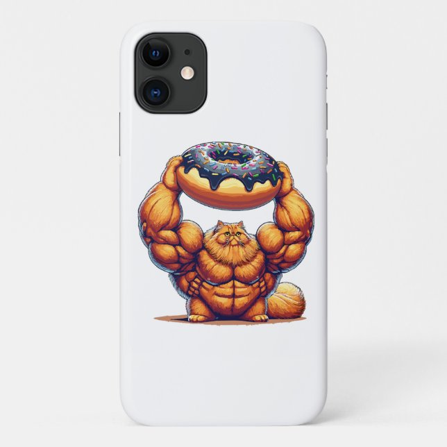 Muscular Cat Lifting Doughnut Case-Mate iPhone Case (Back)