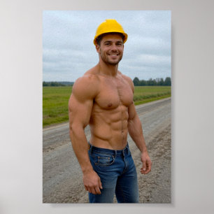 Muscular Construction Worker Image No. 1 Mini Poster
