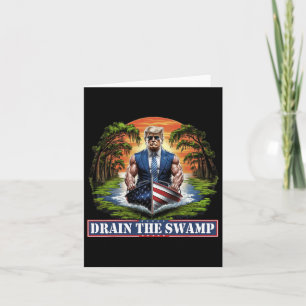 Muscular Donald Trump American Flag Boat Drain The Card