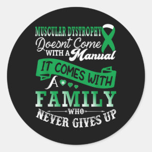 Muscular Dystrophy Awareness Family Support Green  Classic Round Sticker