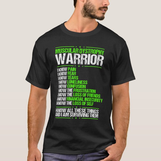 Muscular Dystrophy Awareness Pain Survivor Green R T-Shirt (Front)