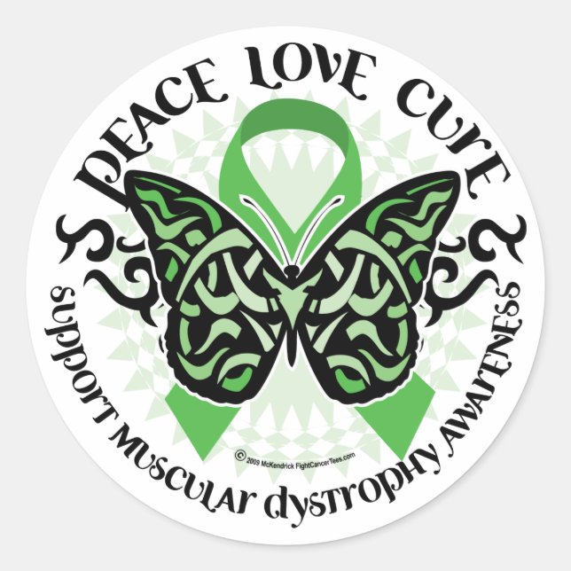 Muscular Dystrophy Butterfly Tribal 2 Classic Round Sticker (Front)