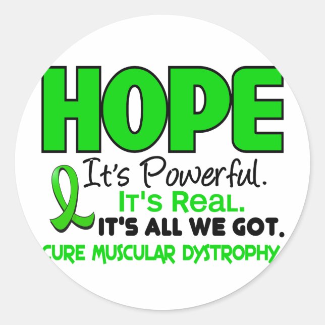 Muscular Dystrophy HOPE 1 Classic Round Sticker (Front)