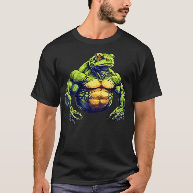 Muscular Frog Powerlifting Weightlifting Gym Worko T-Shirt (Front)