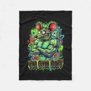 Muscular Gym Rat Bodybuilder Graffiti Workout Fitn Fleece Blanket