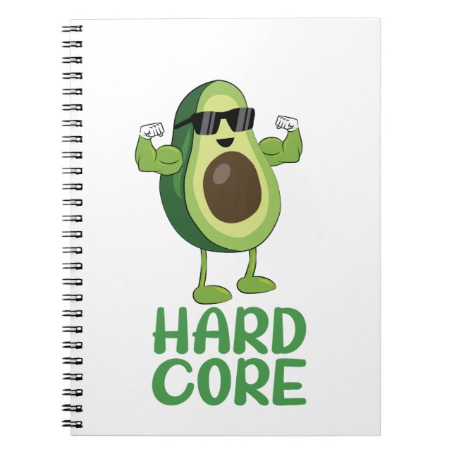Muscular Hardcore Avocado Funny Notebook (Front)