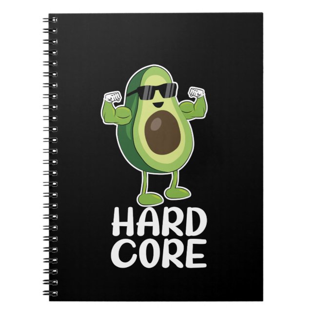 Muscular Hardcore Avocado Funny Notebook (Front)