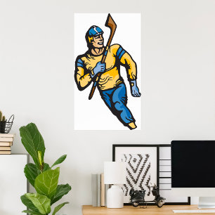 Muscular Hockey Player Poster