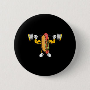 Muscular Hot Dog Deadlift Bodybuilding Fitness Fit 6 Cm Round Badge