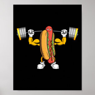 Muscular Hot Dog Deadlift Bodybuilding Fitness Fit Poster