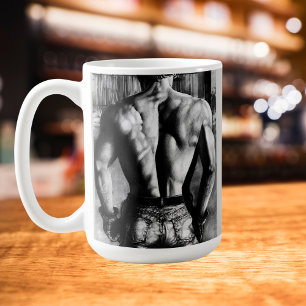 Muscular Male Back In Tight Jeans Original Art Mug