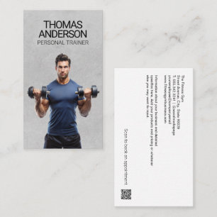 Muscular Man Lifting Weights Personal Trainer Business Card