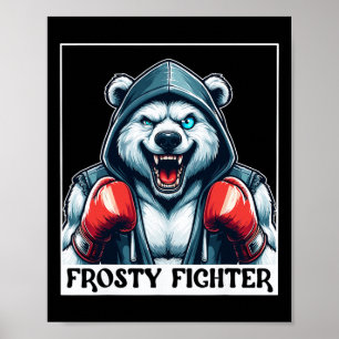 Muscular One -eyed Frosty Fighter Boxing Gloves Ei Poster
