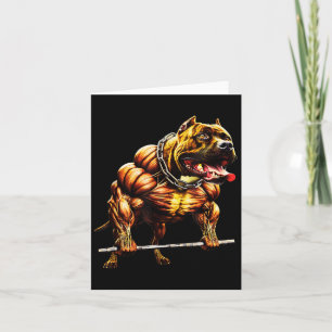 Muscular Pitbull Powerlifting Beast Gym Animal Str Card