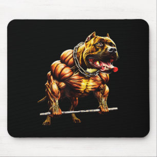 Muscular Pitbull Powerlifting Beast Gym Animal Str Mouse Pad