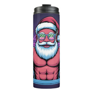 Muscular Santa Claus Bodybuilder Illustration Thermal Tumbler