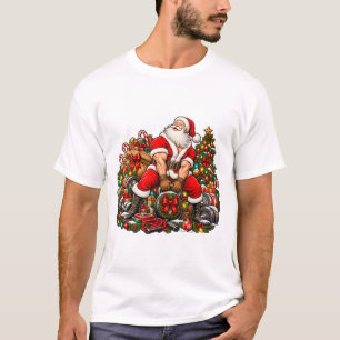 Muscular Santa Workout Deadlifting Christmas T-Shirt