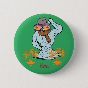 Muscular Snowman Tropical Vacation Thunder_Cove 6 Cm Round Badge